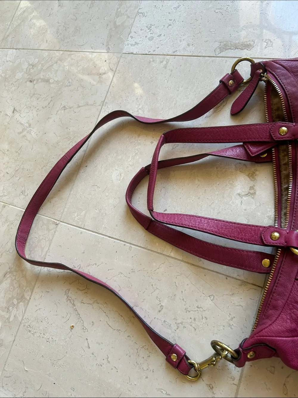 Coach Pebbled Leather Shoulder Bag in Berry Pink